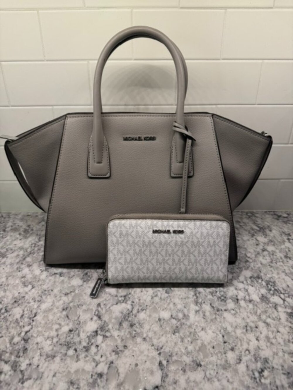 Michael Kors Satchel- Grey & White